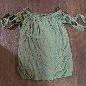 Lulus Green Off Shoulder Tie Dress